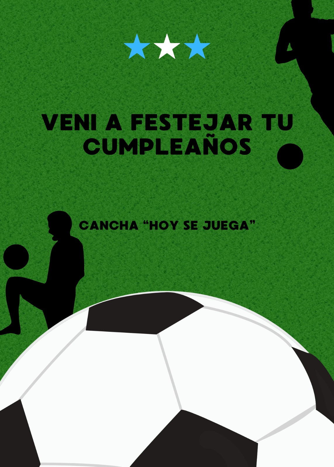 Celebración de cumpleaños en la cancha de fútbol